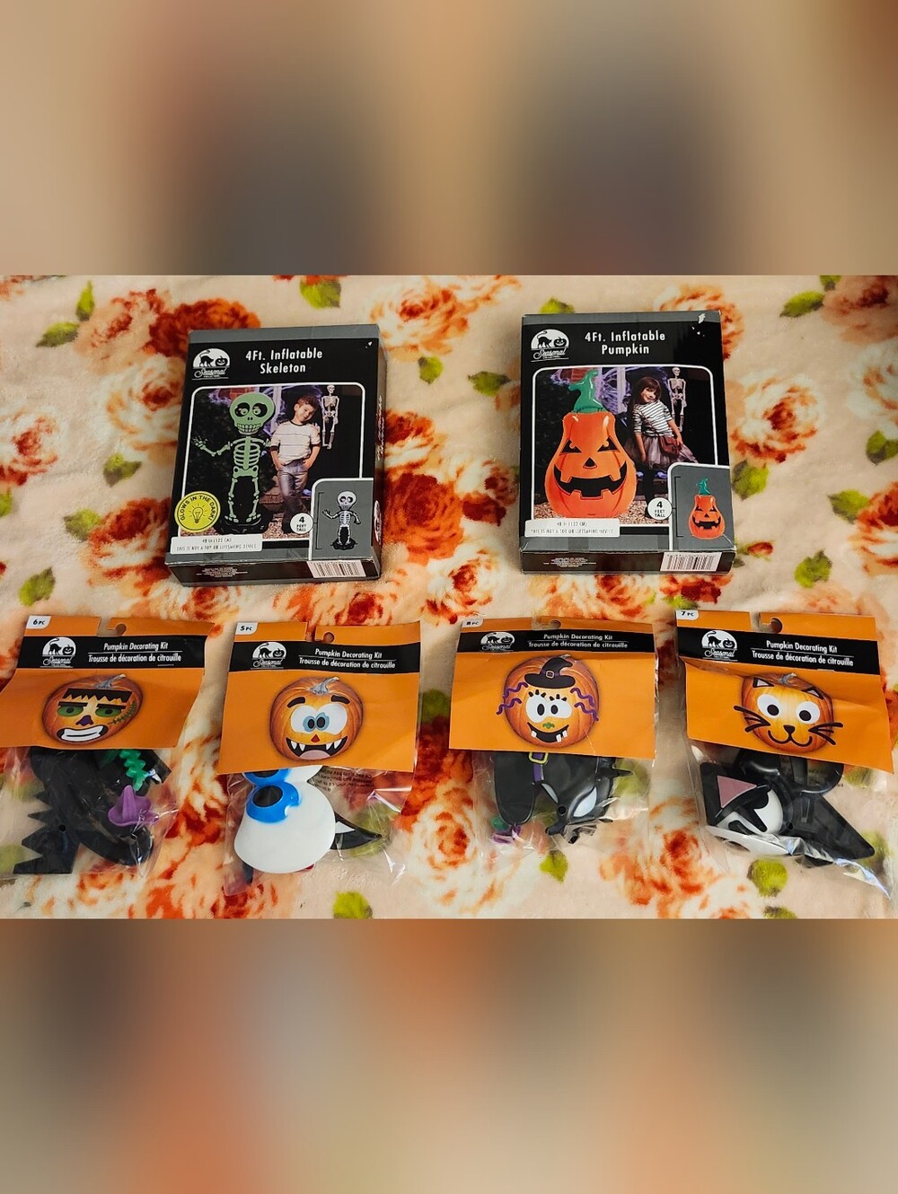 National Halloween Kids Pumpkin Decorating Kit - Orange Pumpkin Face Set